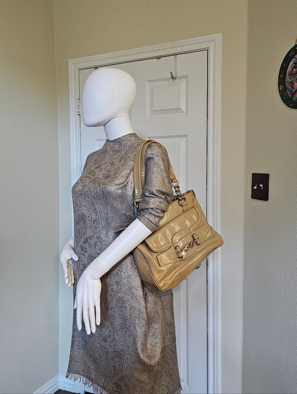 Mulberry Patent Tan Shoulder Bag with Signature Buckle